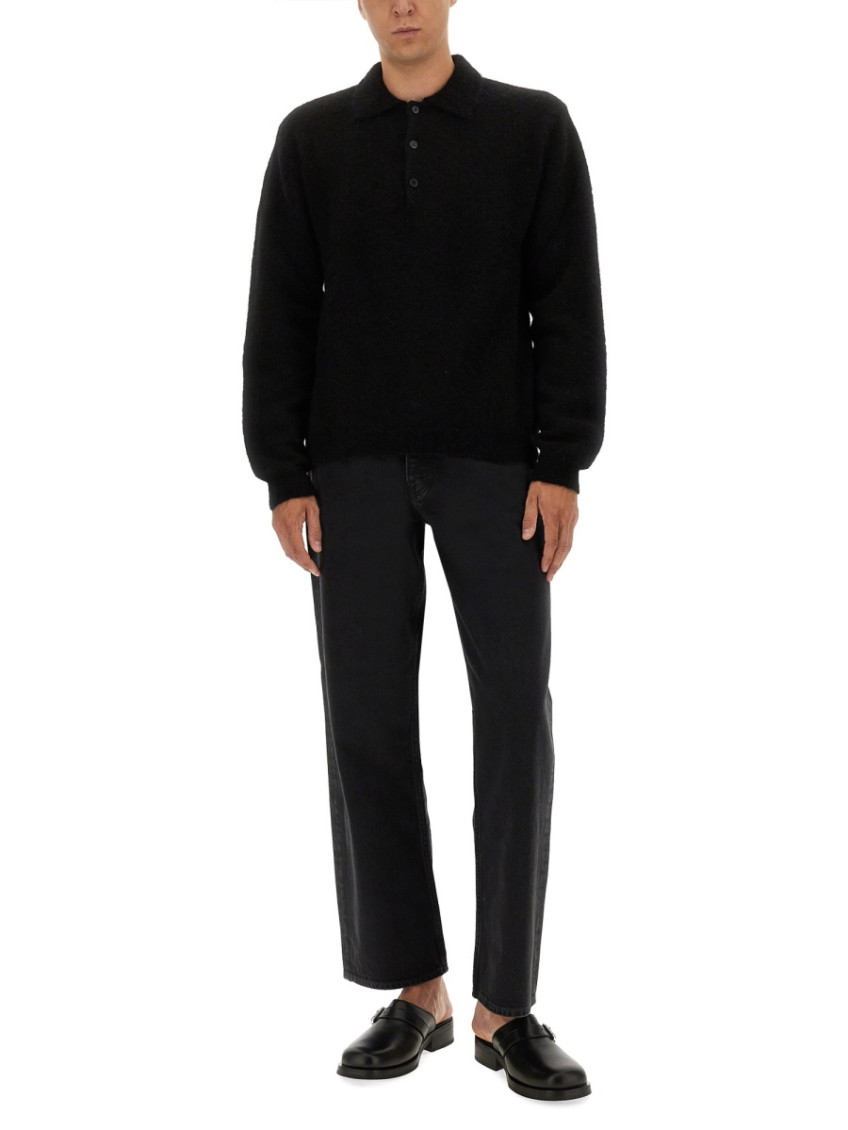 Wool Sweater With Polo Collar