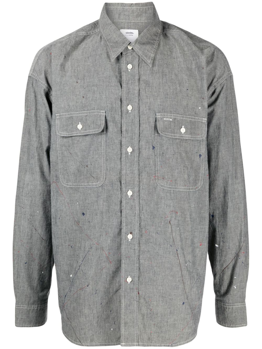 Logo-print paint-splatter shirt - Grey