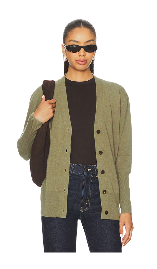 W. Cashmere Anya Cardigan in Olive. XL. Also in L, M