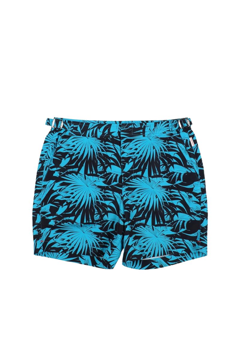 Tropical Palmetto Print Bermudas — Blue