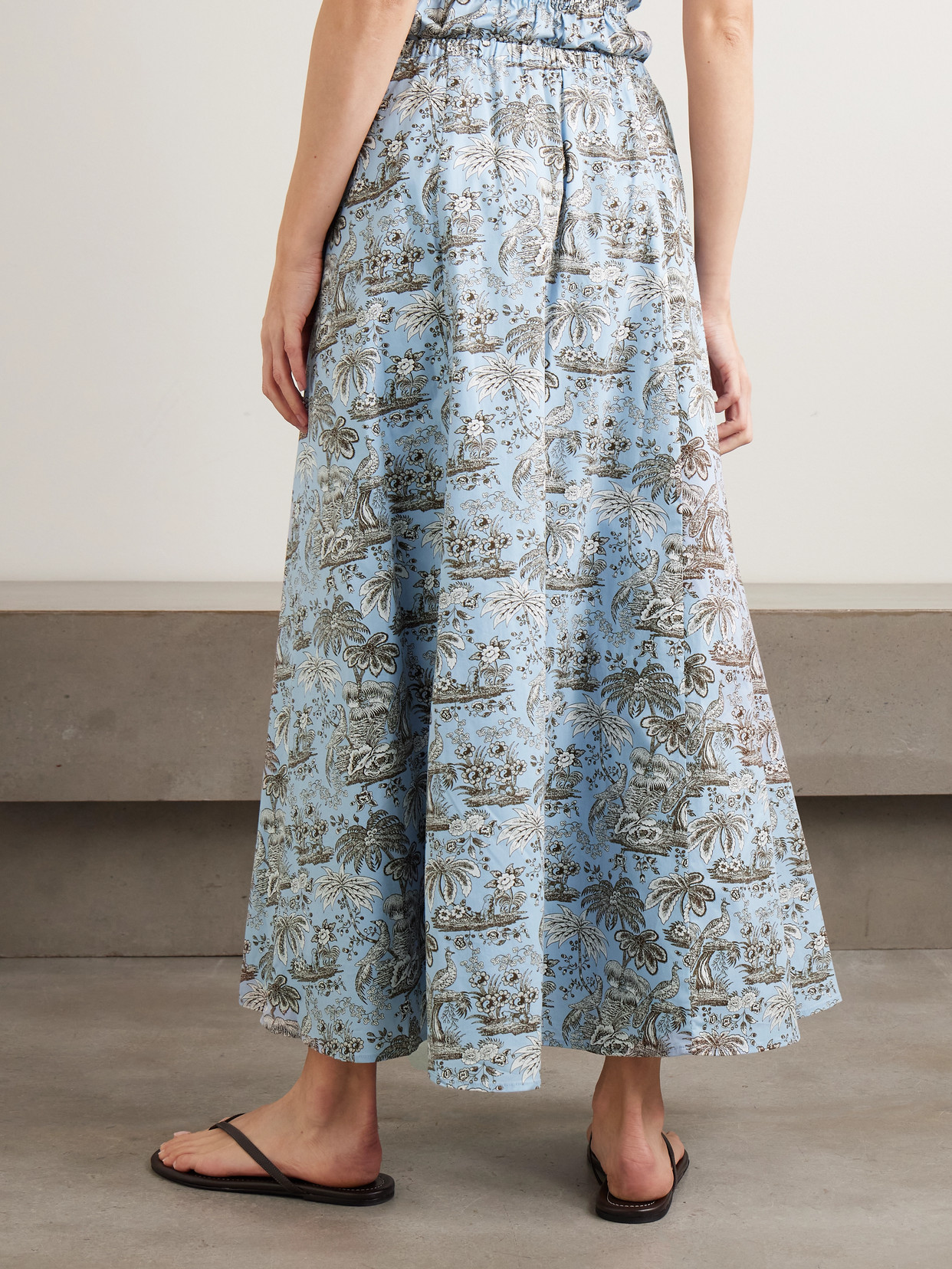 Axel Printed Cotton-blend Midi Skirt - Blue