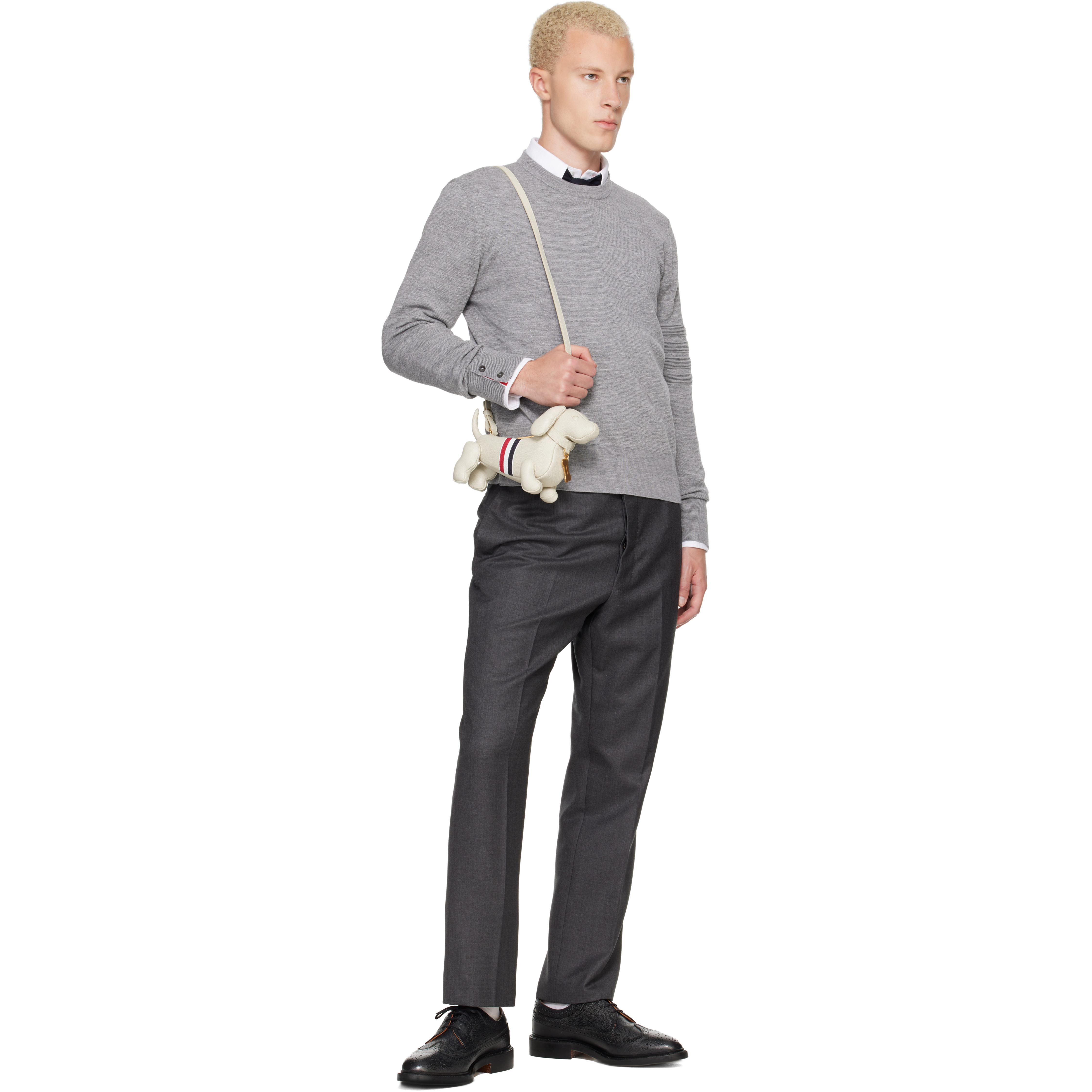 Gray Ottoman Milano Stitch 4-Bar Bomber Sweater