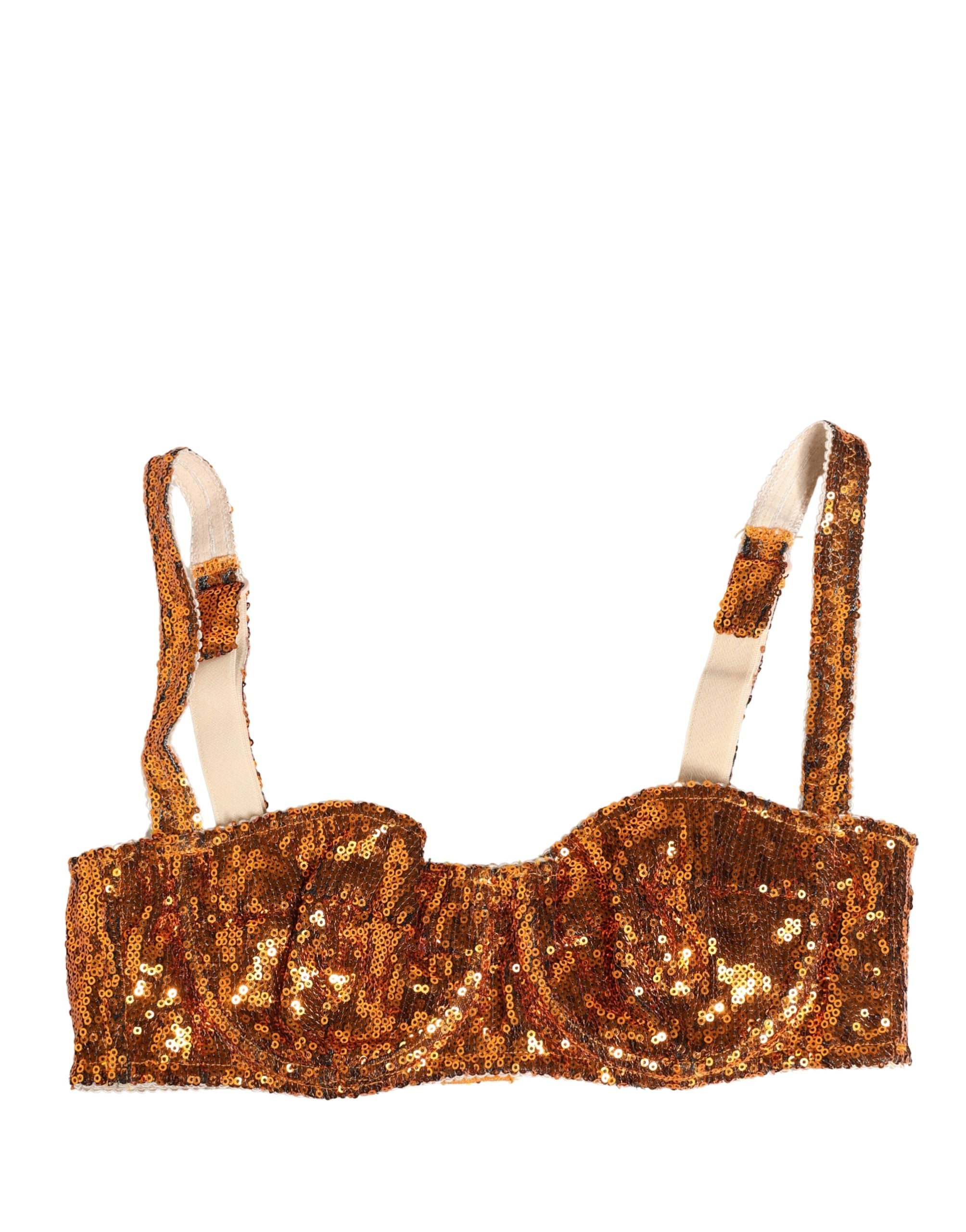 Gold Sequined Balconette Bra — Gold