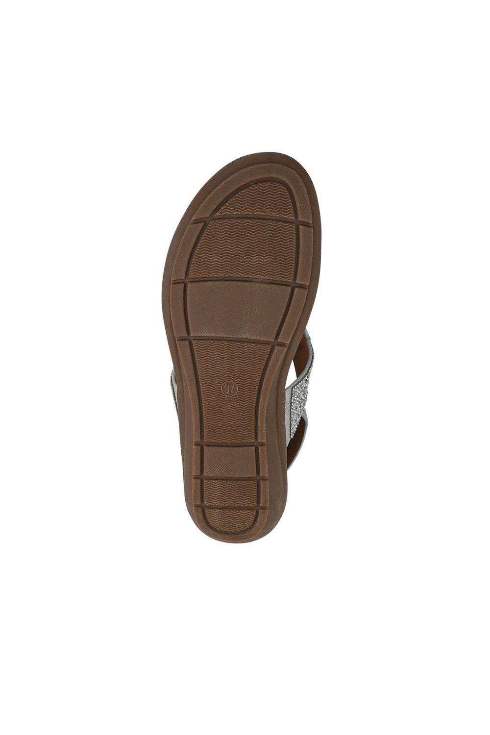 Pavers Women's Slingback Toe Post Sandals in Metallic Silver