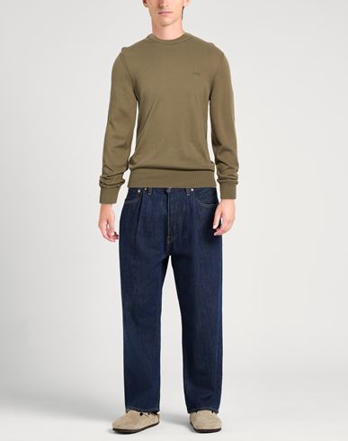 Man Sweater Military green Size L Cotton, Kapok fibre