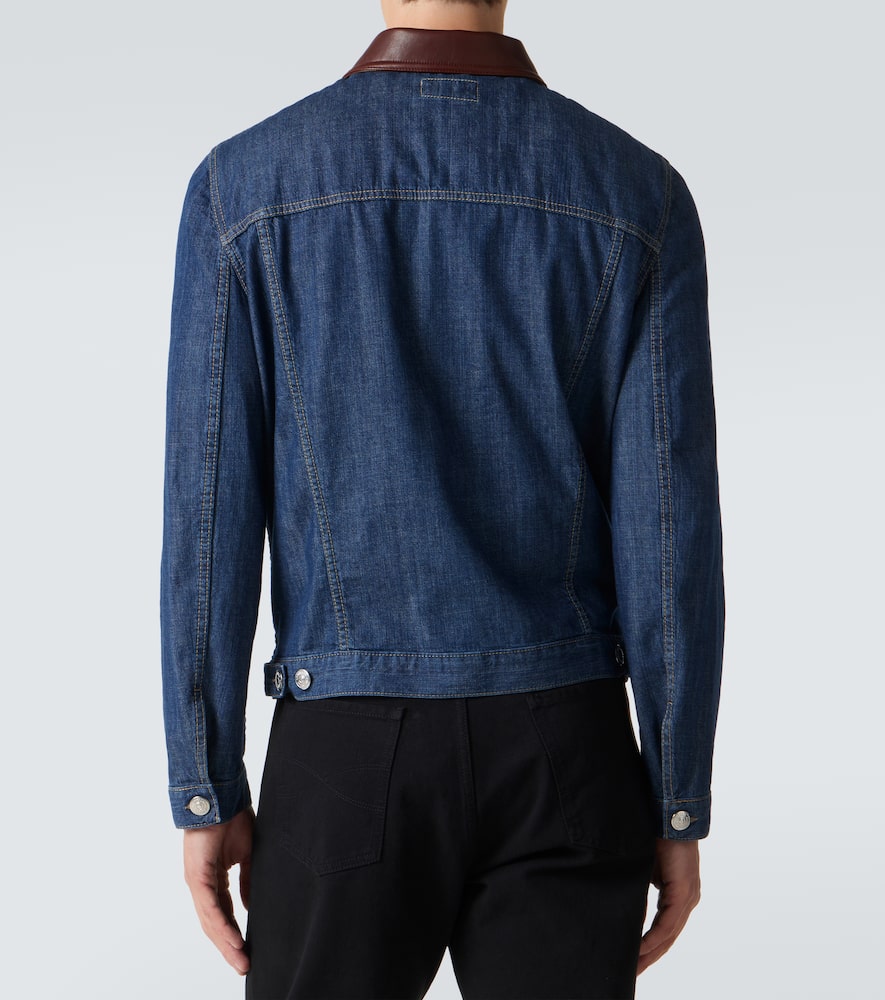 Leather-trimmed denim jacket