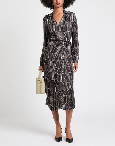 Woman Midi dress Charcoal Size 4 Polyester