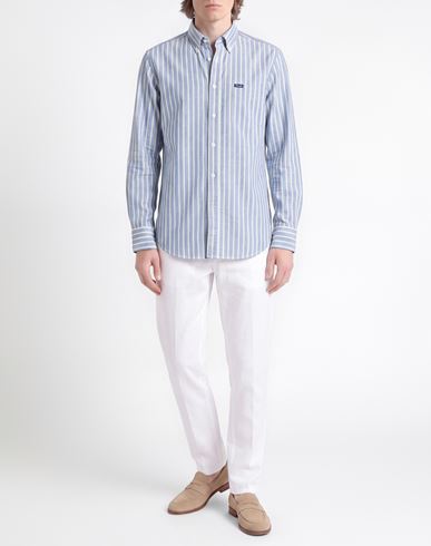 Façonnable Man Shirt Slate blue Size L Cotton