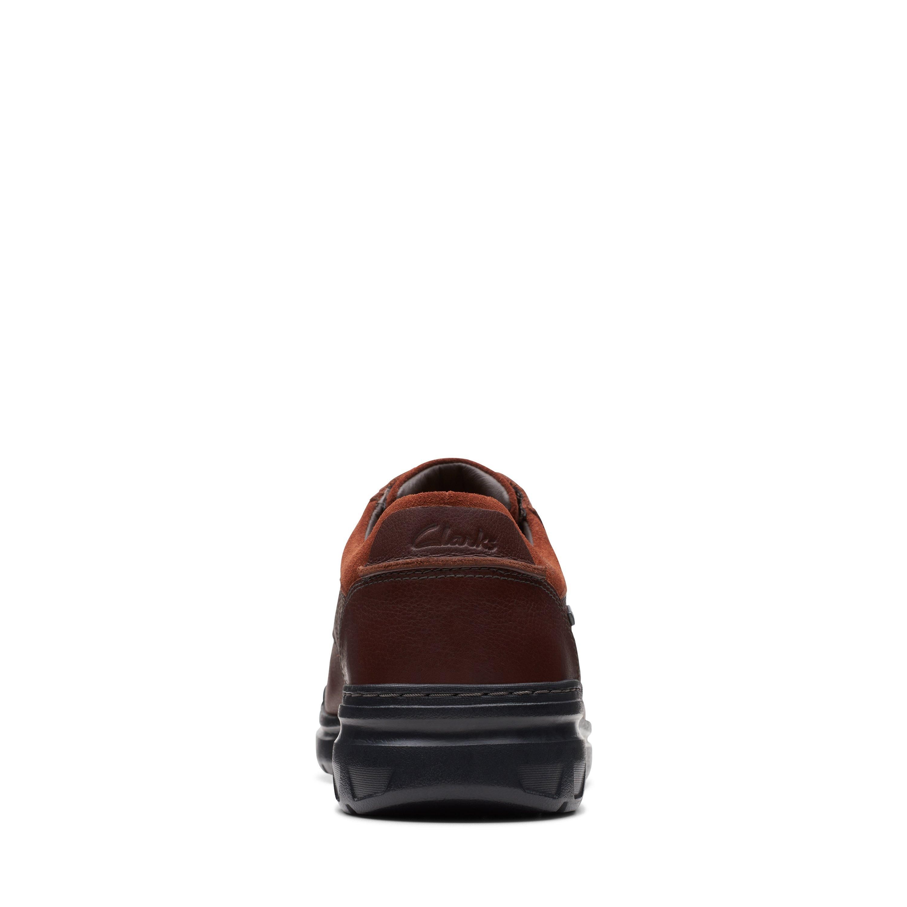 Clarks Rockie Walk Gore-Tex Dark Tan Leather Derby Shoes In Brown