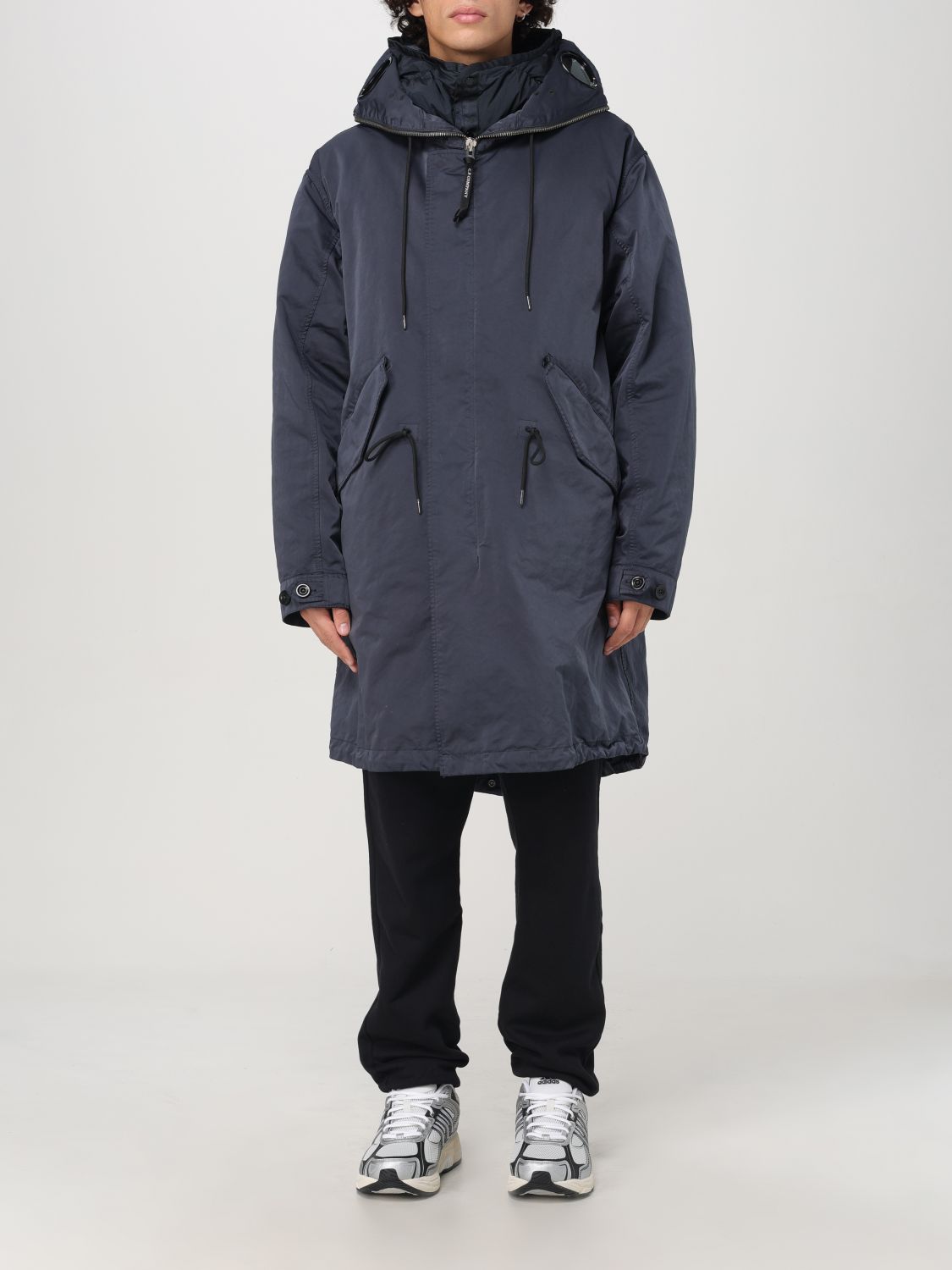 Goggles-detail padded coat - Black