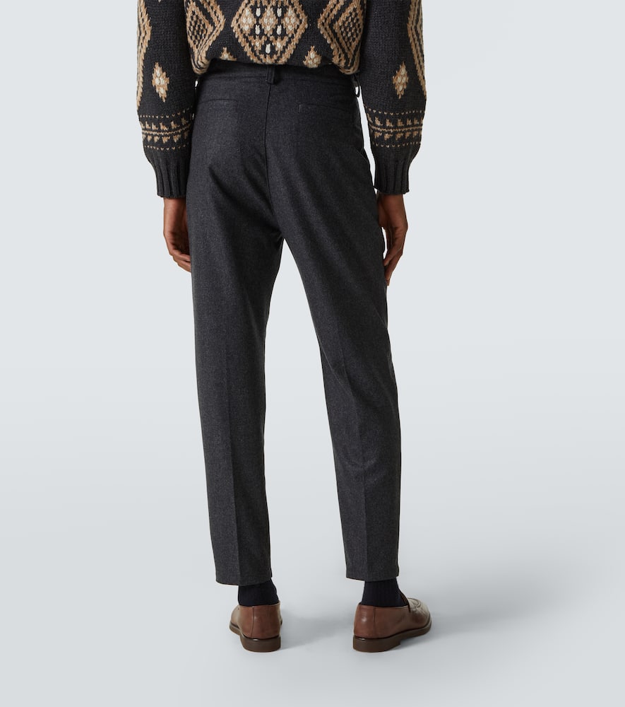 Pleated virgin wool straight pants