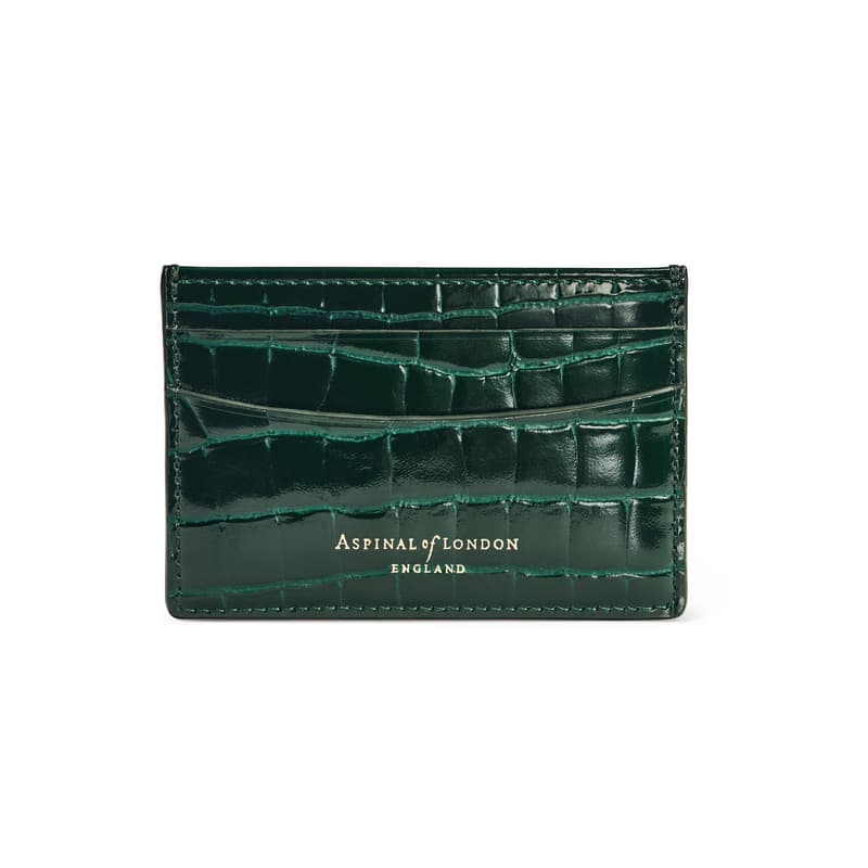 Slim Credit Card Holder in Evergreen Patent Croc