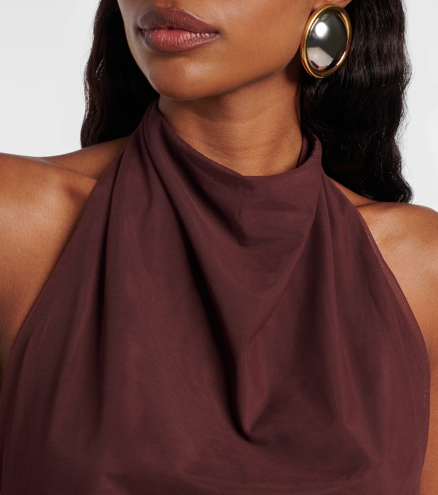 Draped gathered jersey minidress