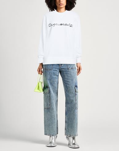 Woman Sweatshirt White Size L Cotton