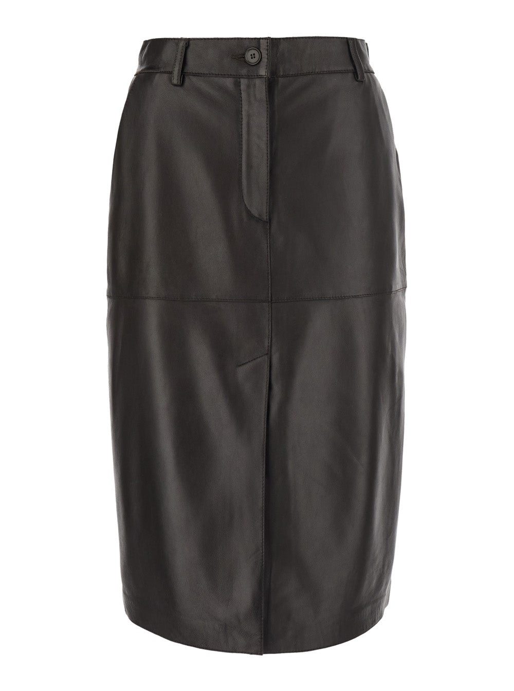 Lamb Leather Skirt — Brown