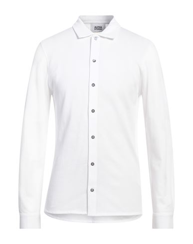 Alpha Studio Man Shirt White Size 36 Cotton, Elastane