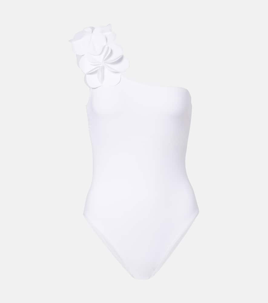 Tess floral-appliqué one-shoulder swimsuit