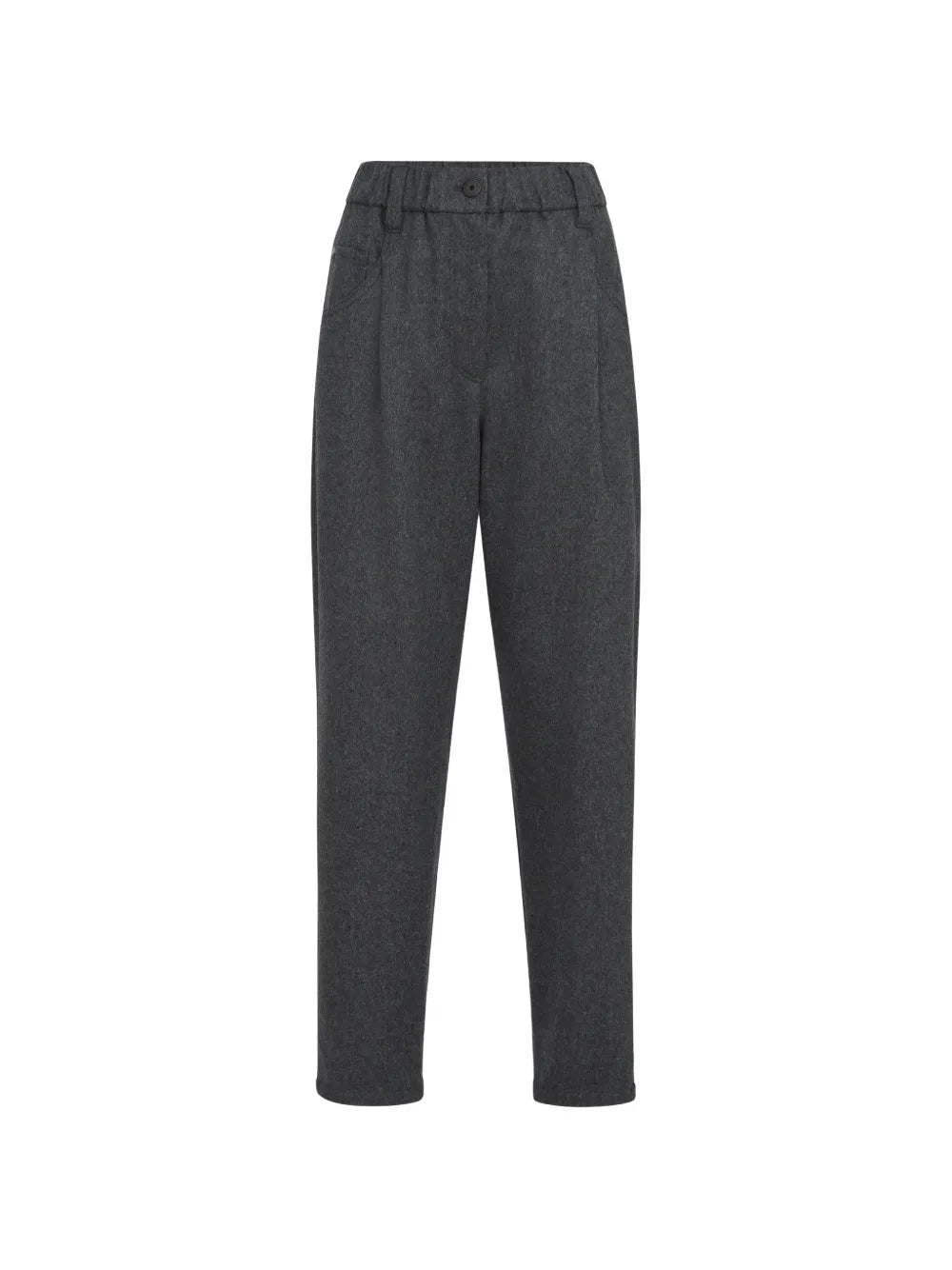 Wool Tapered Trousers — Charcoal