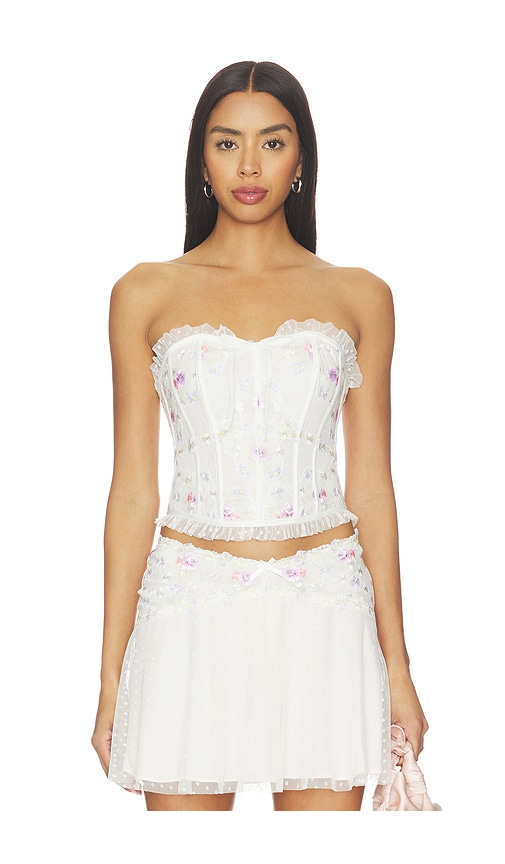 For Love & Lemons Spring Blossom Corset Top in White. - S also in XS, M