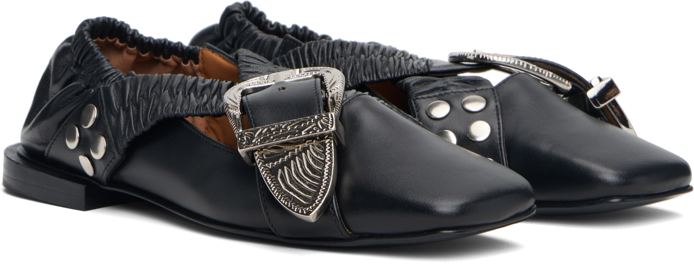 Black Cross Strap Ballerina Flats