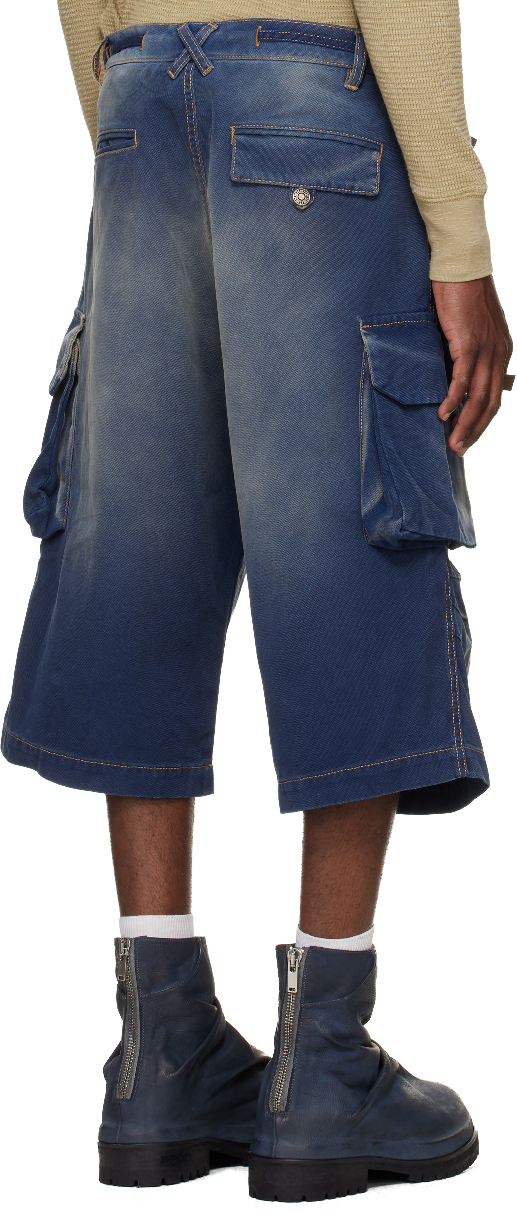 Navy Camo Bermudas Cargo Shorts