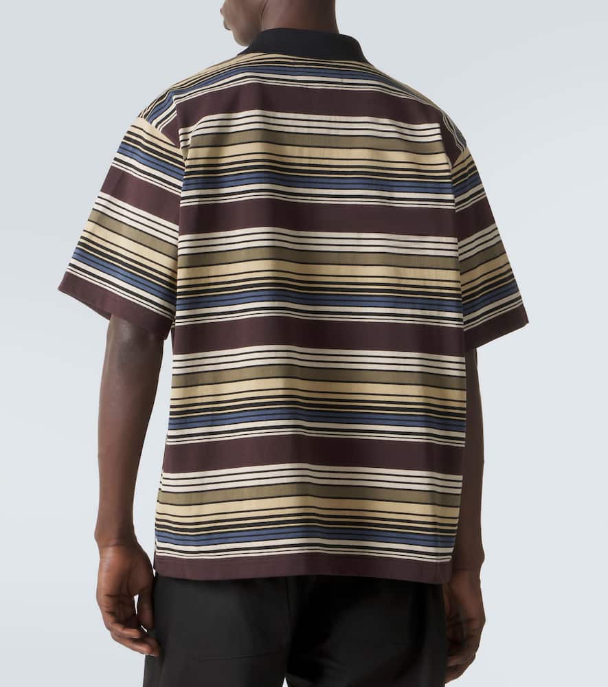 Striped cotton half-zip polo shirt