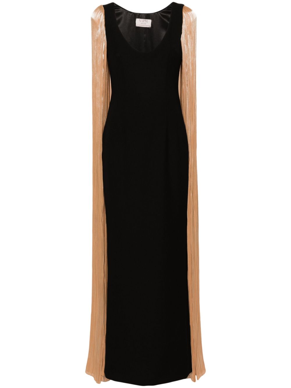 Charlotte cape-insert gown - Black