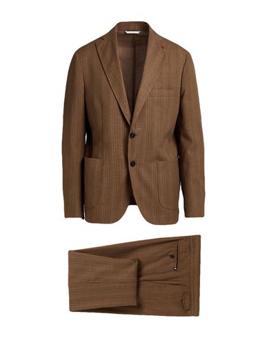 Man Suit Brown Size 36 Polyester, Viscose, Linen