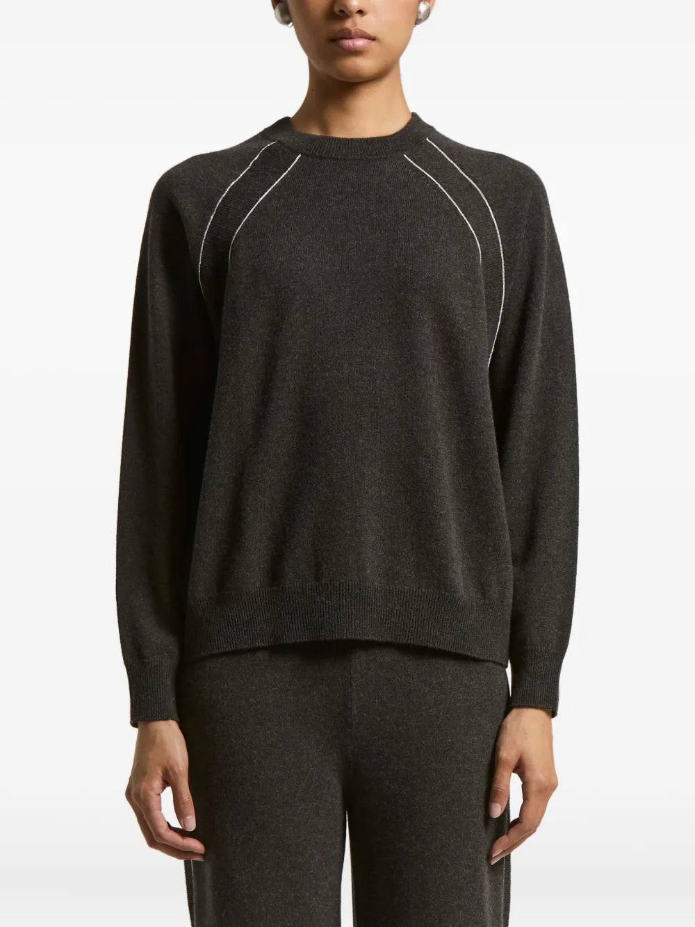 Raglan-Sleeve Cashmere Sweater — Charcoal