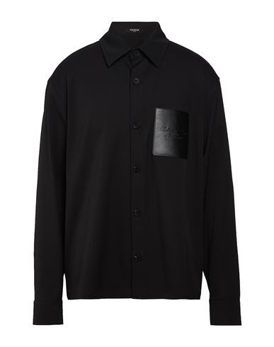 Man Shirt Black Size 14 ½ Virgin Wool, Elastane