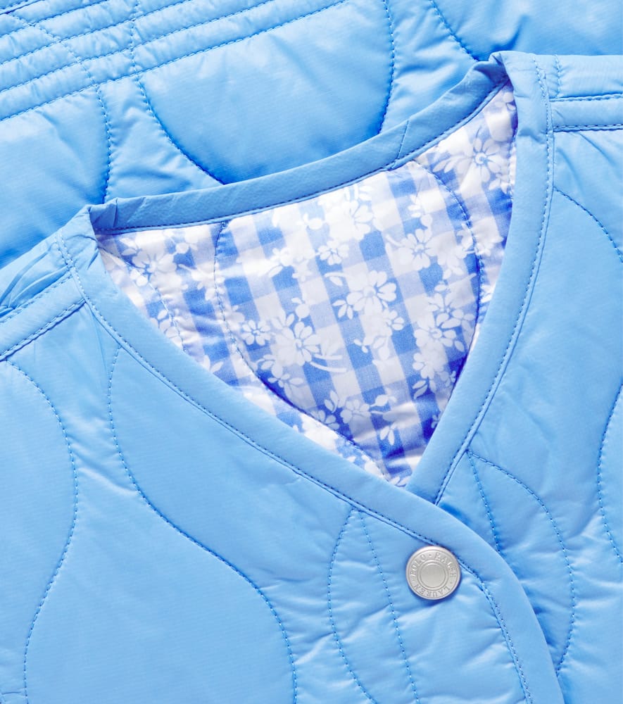 Gingham quilted linen and cotton vest