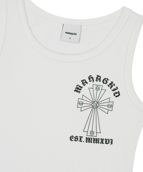 CROSS STUD TANK TOP WHITE
