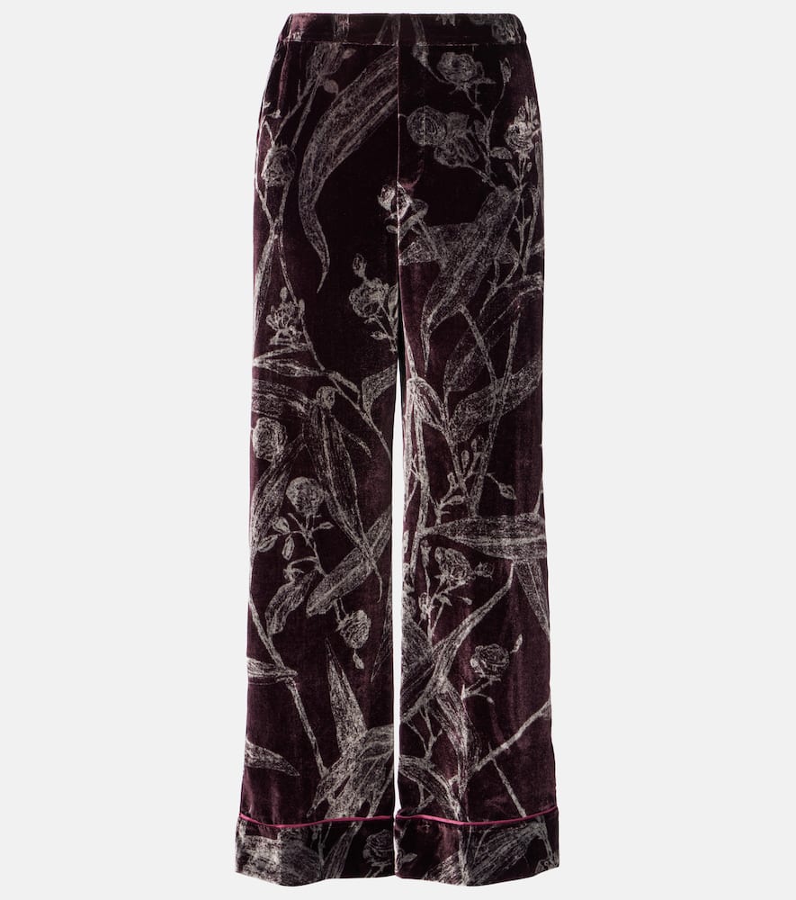 Floral satin pajama pants