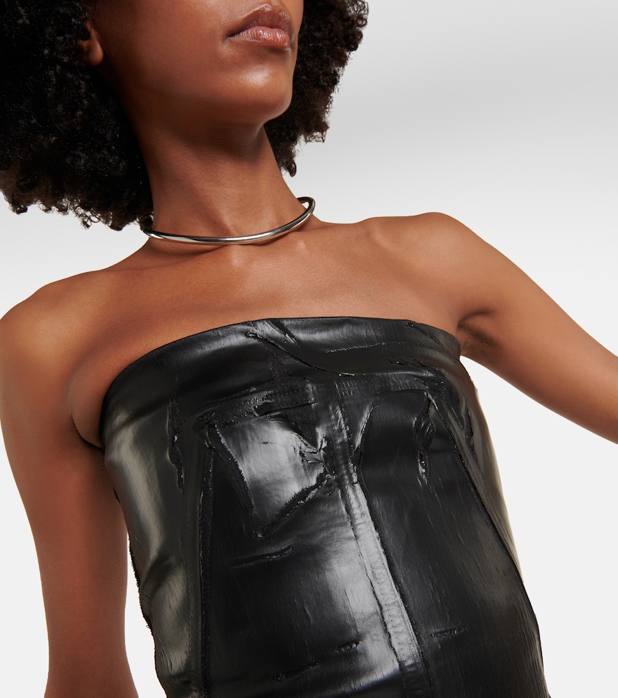 Coated denim bustier