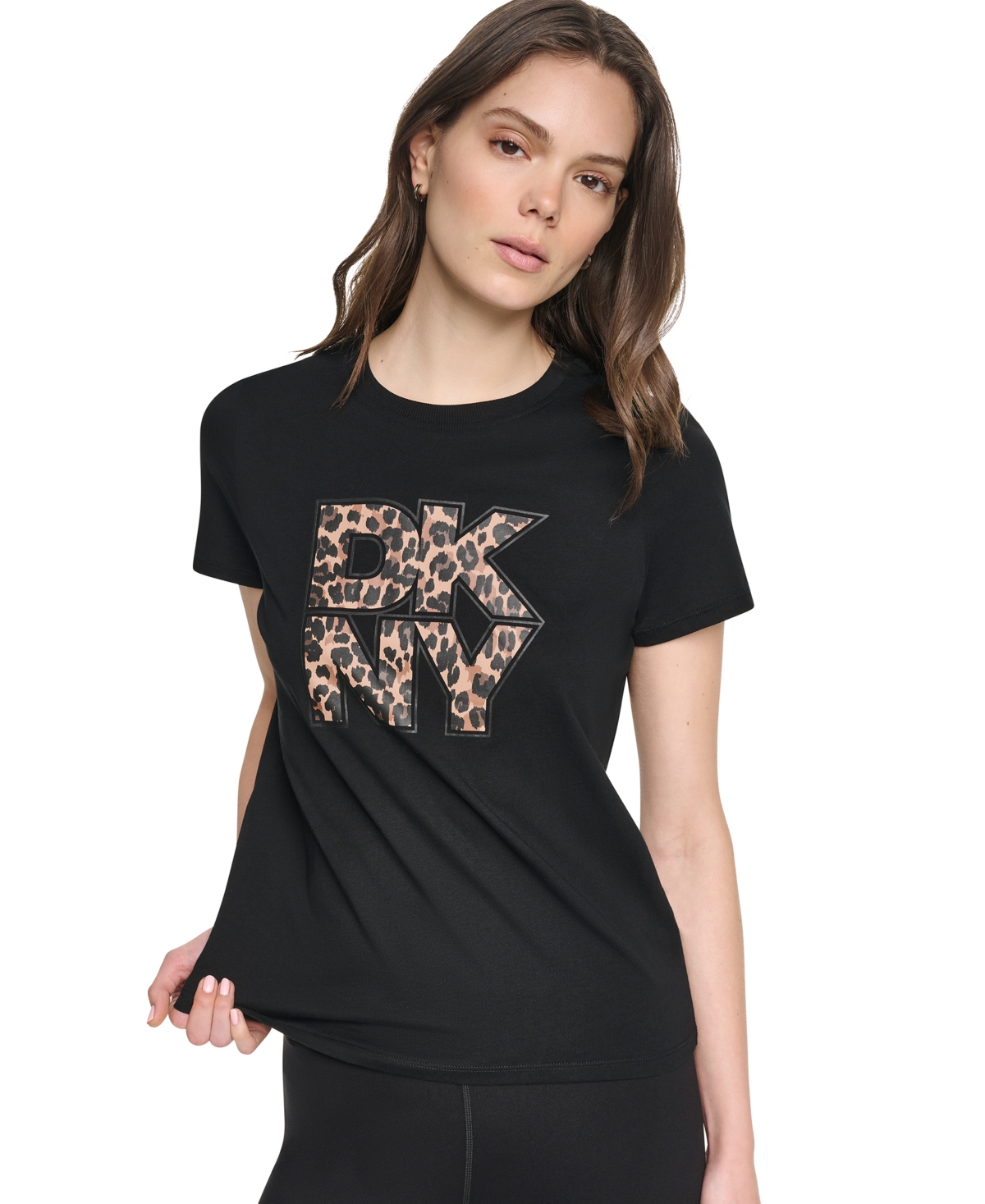 Women's Stacked Puff Outline Short-Sleeve T-Shirt - Black