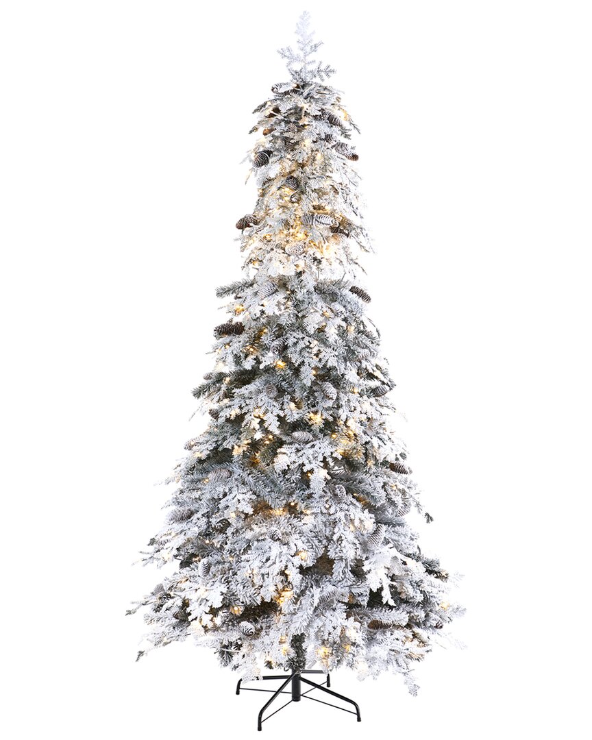 8Ft. Flocked Montana Down Swept Spruce Artificial Christmas  Tree