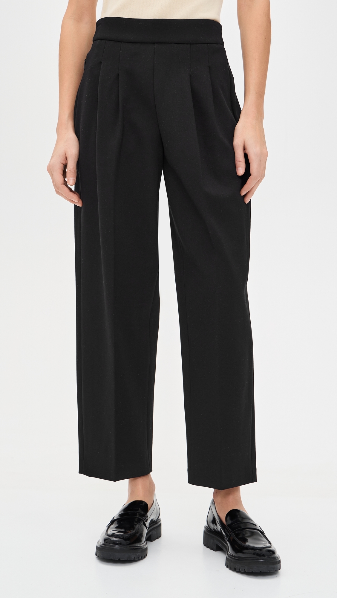 Ponte Pleated Ankle Pants Classic Black