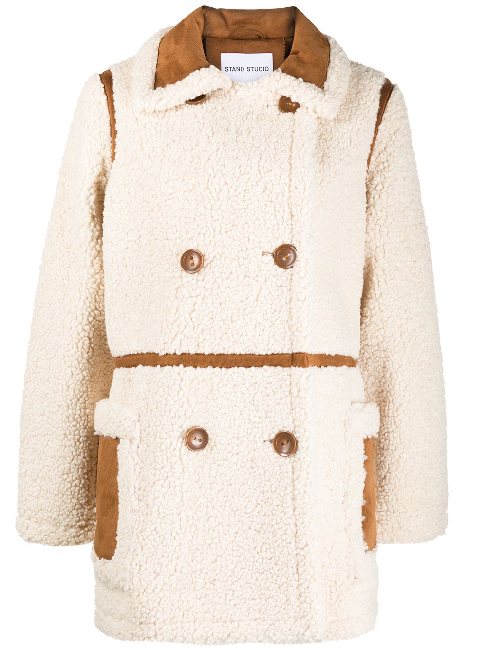 스탠드 스튜디오 여성 shearling double-breasted coat - White 611869010