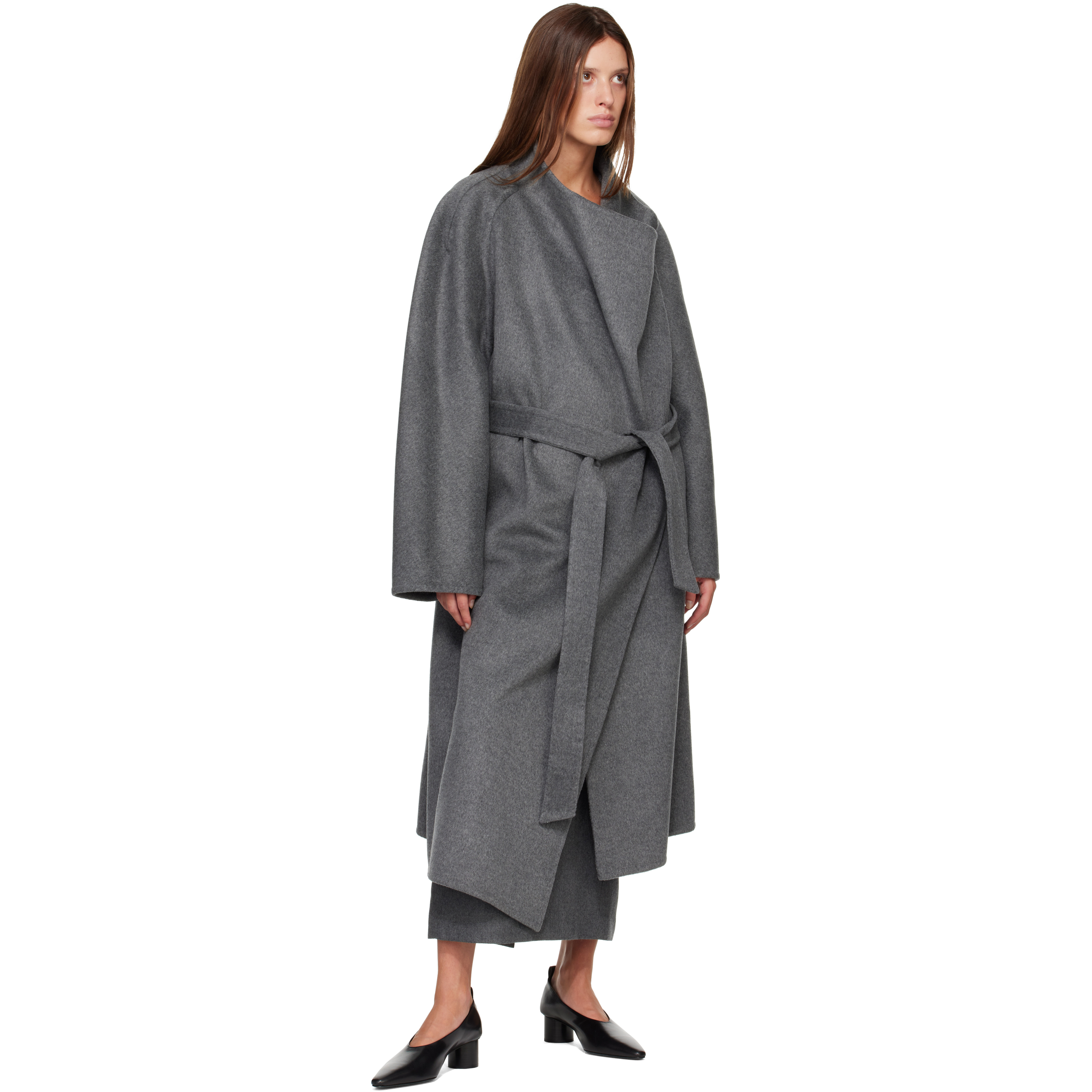 Gray Melonia Wool Maxi Skirt