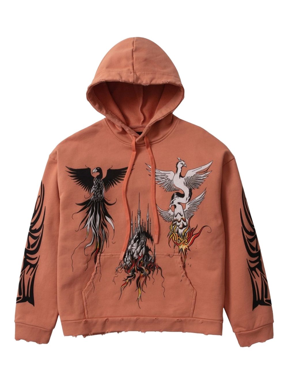 Nefarious bird-print hoodie - Orange