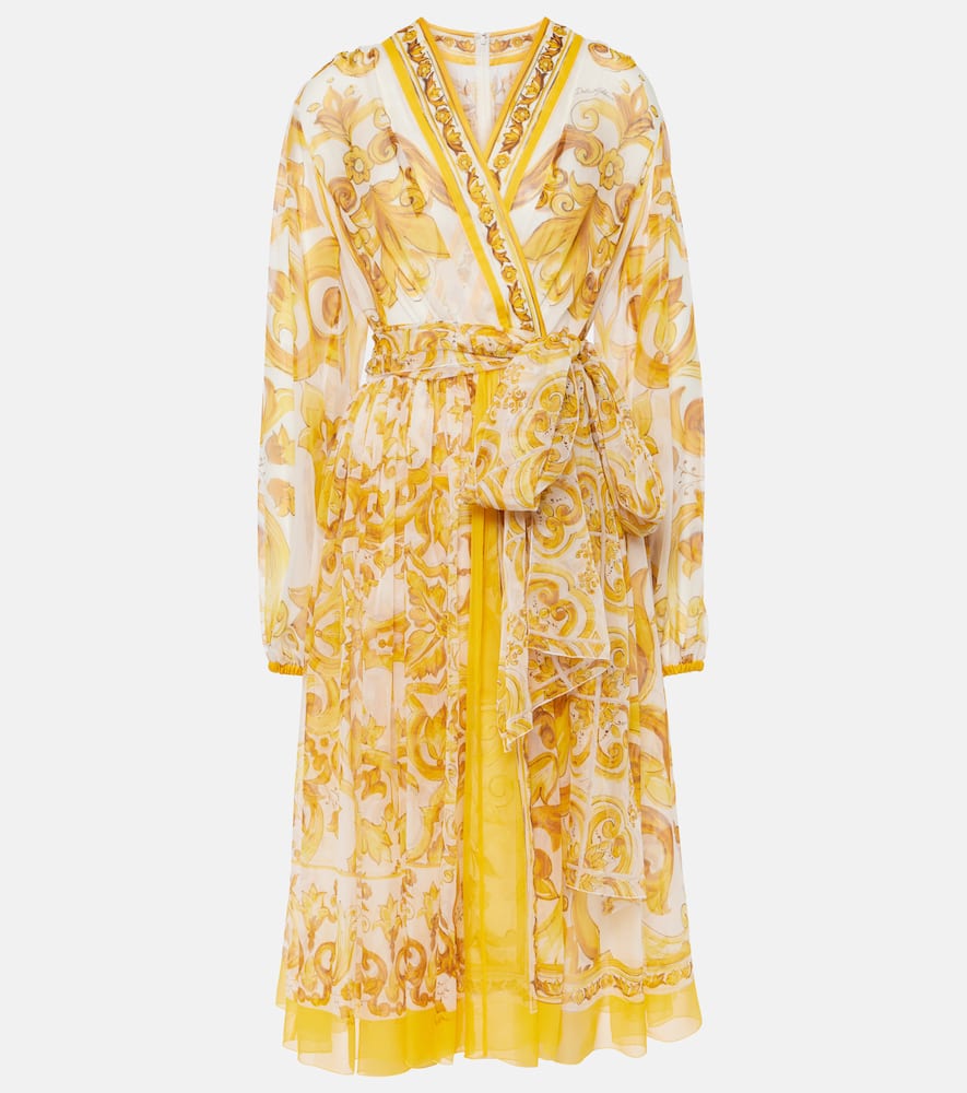 Majolica silk chiffon midi dress
