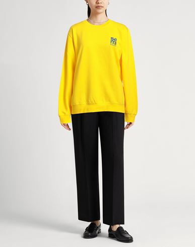 Woman Sweatshirt Yellow Size L Cotton, Polyester