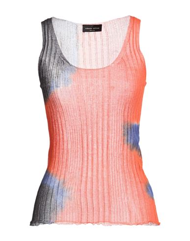 Woman Top Orange Size S Cotton, Nylon