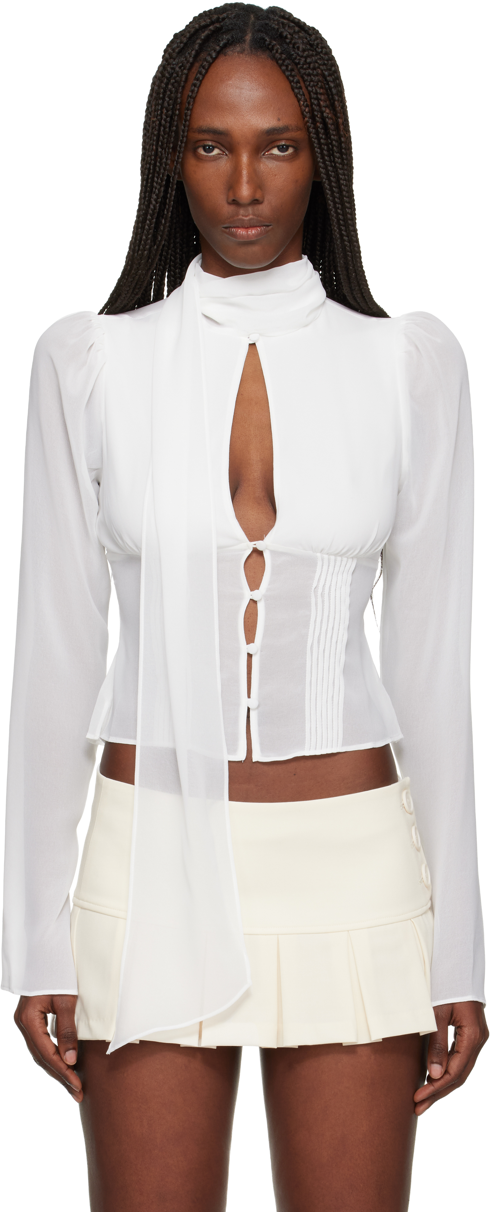 White Ara Long Sleeve Blouse