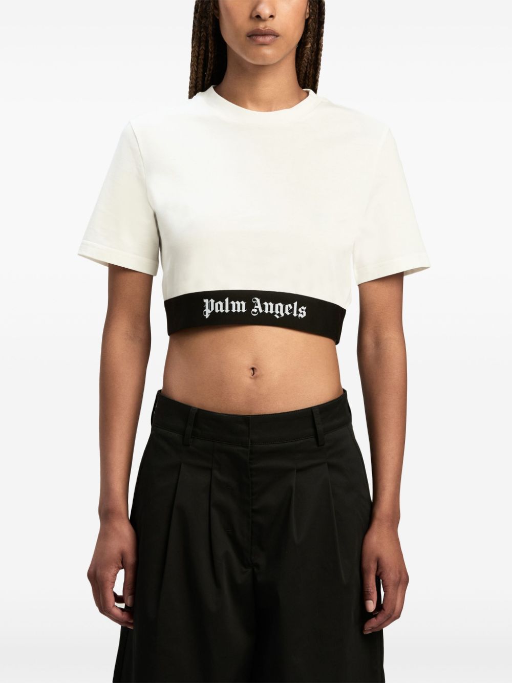 Crop T-shirt In White Cotton