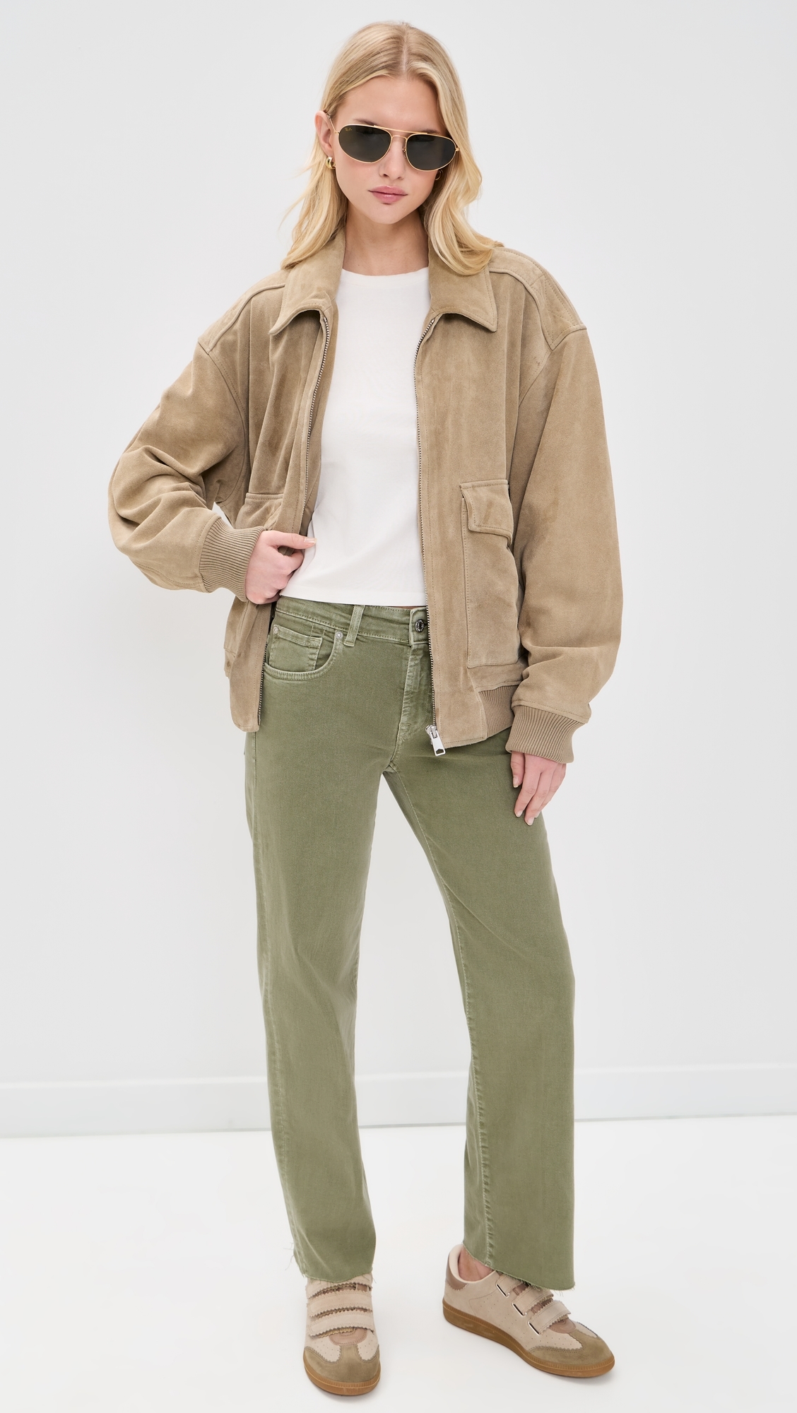 Calie Straight Ankle Jeans Army