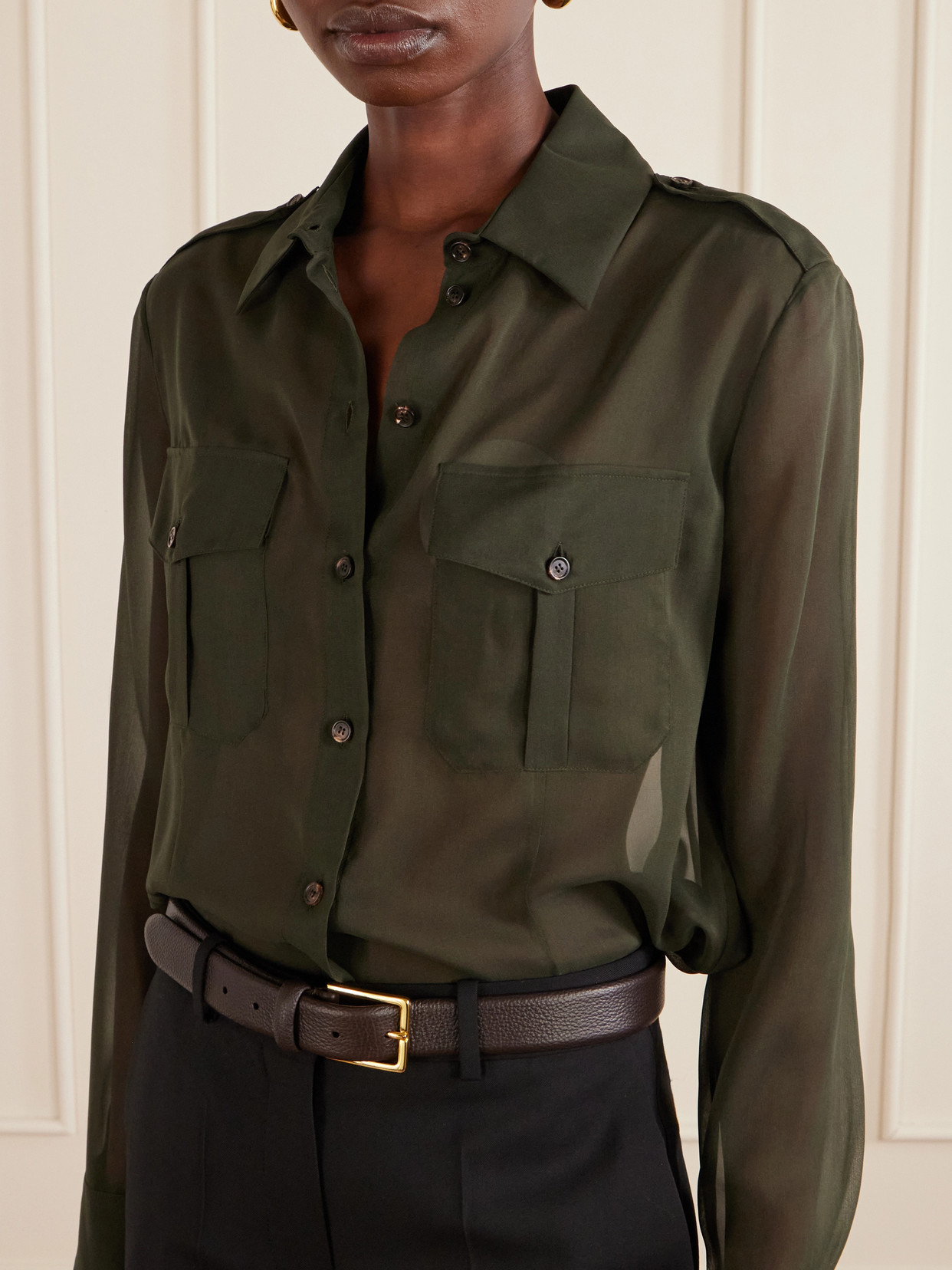 Daphne Silk-georgette Shirt - Green