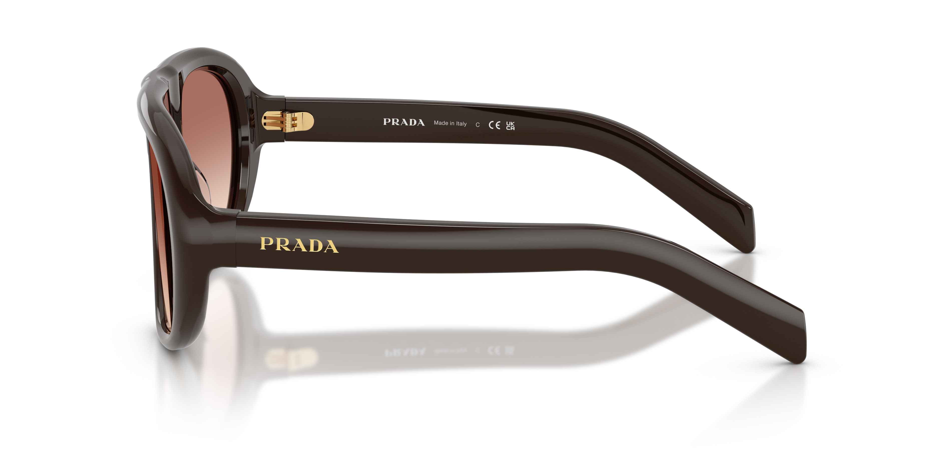 Prada Woman Prada PR C05S 27I70X Sunglasses Acetate Brown Brown Geometric Normal Nuanced