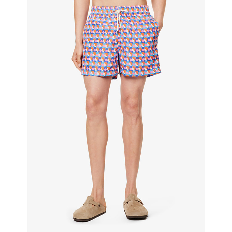 Arrels Barcelona 남성 Mens Pink Bubblegum Olimpia Printed Swim Shorts L 75521661