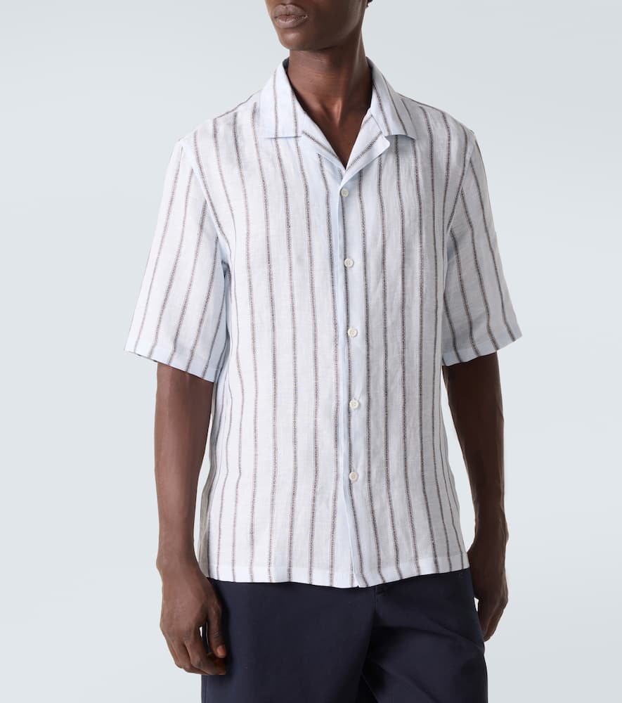 Striped linen bowling shirt